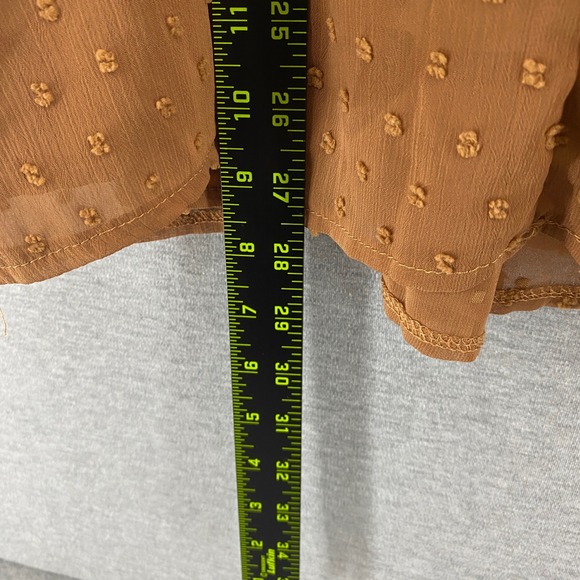 Pretty Garden Women's Brown Long Sleeve Tiered Swiss Dot Blouse L Boho Coquette - Picture 7 of 8